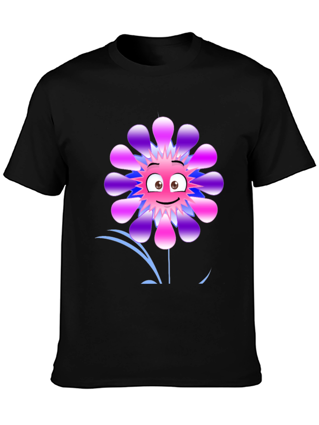 Funny Flower Graphic Print Black T-Shirt