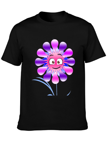 Funny Flower Graphic Print Black T-Shirt