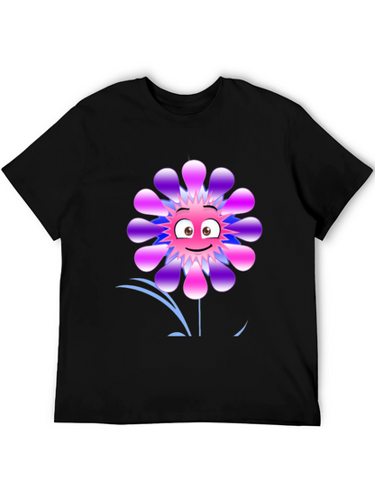 Funny Flower Graphic Print Black T-Shirt