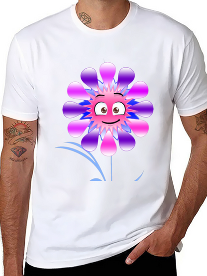 Funny Flower Graphic Print Black T-Shirt
