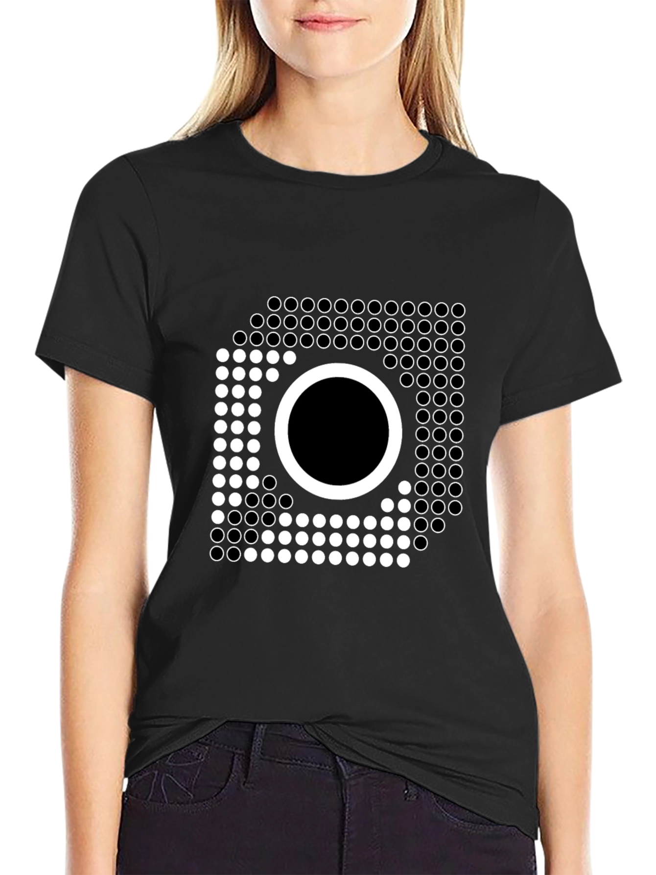 Geometric Circle Graphic Tee - Modern Style Black T-Shirt