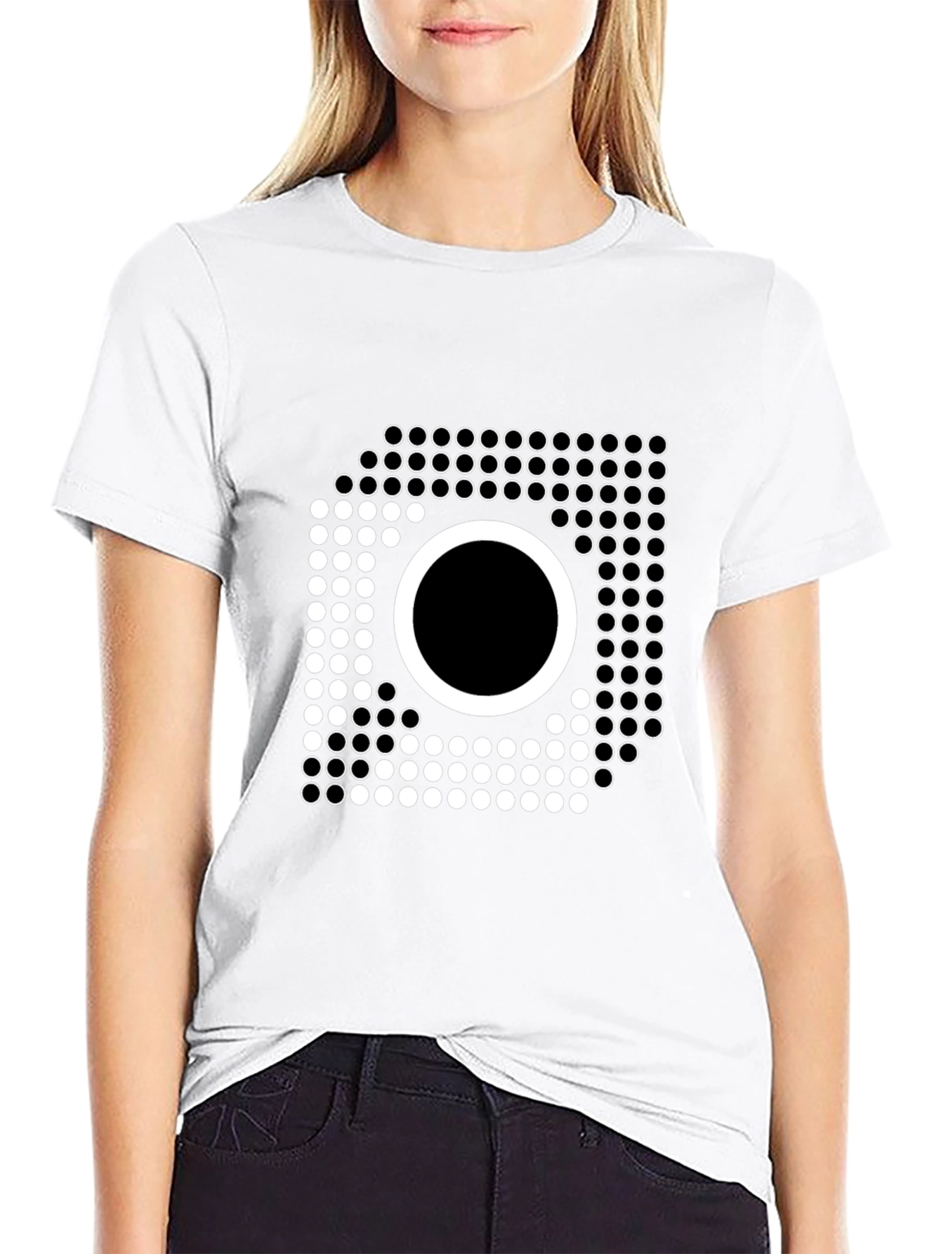 Geometric Circle Graphic Tee - Modern Style Black T-Shirt