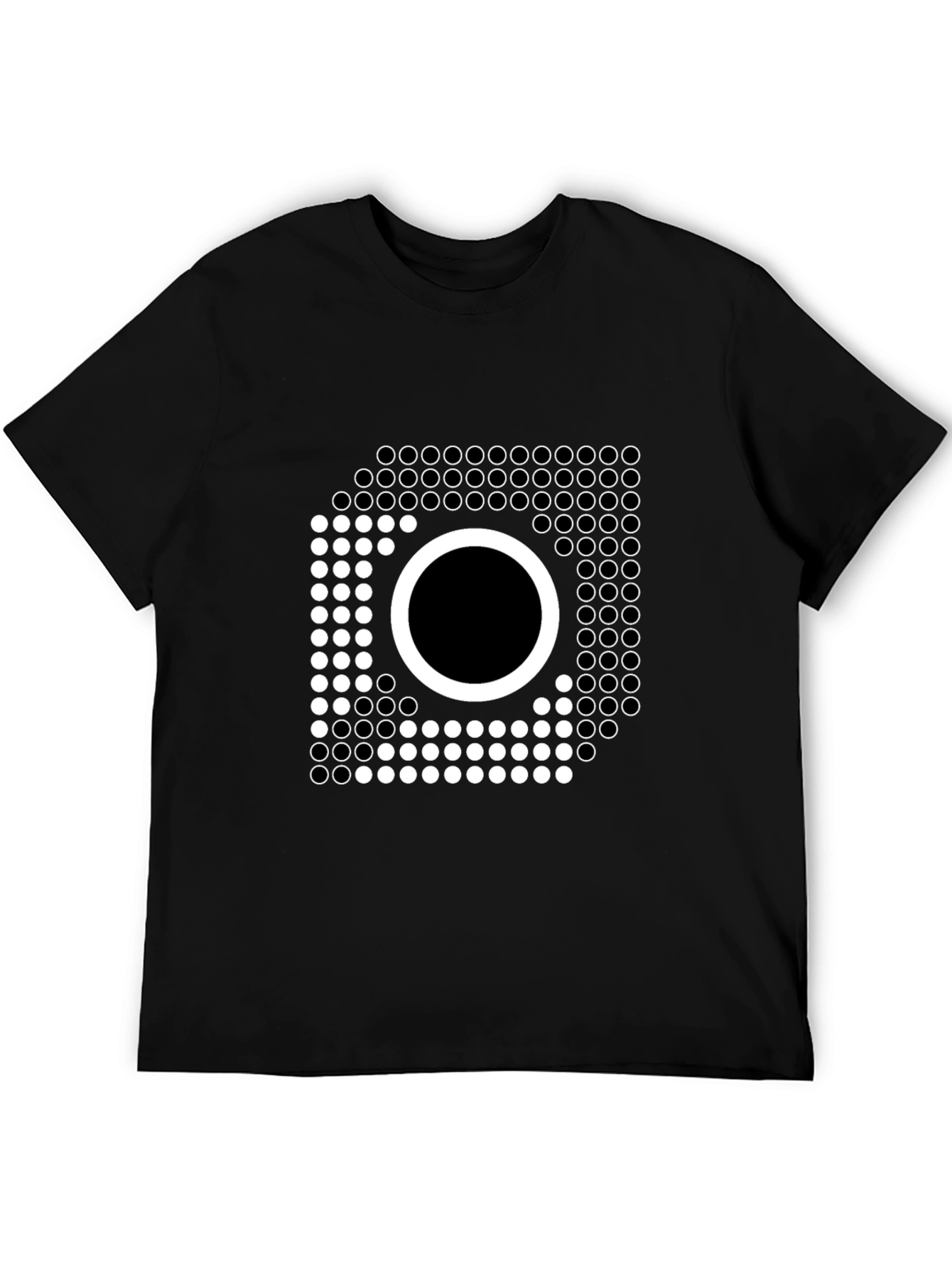 Geometric Circle Graphic Tee - Modern Style Black T-Shirt