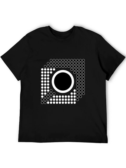 Geometric Circle Graphic Tee - Modern Style Black T-Shirt