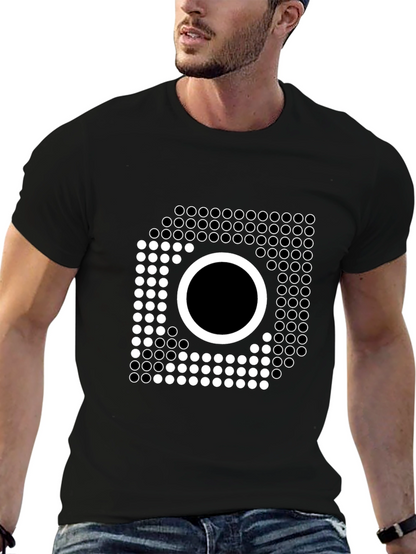 Geometric Circle Graphic Tee - Modern Style Black T-Shirt