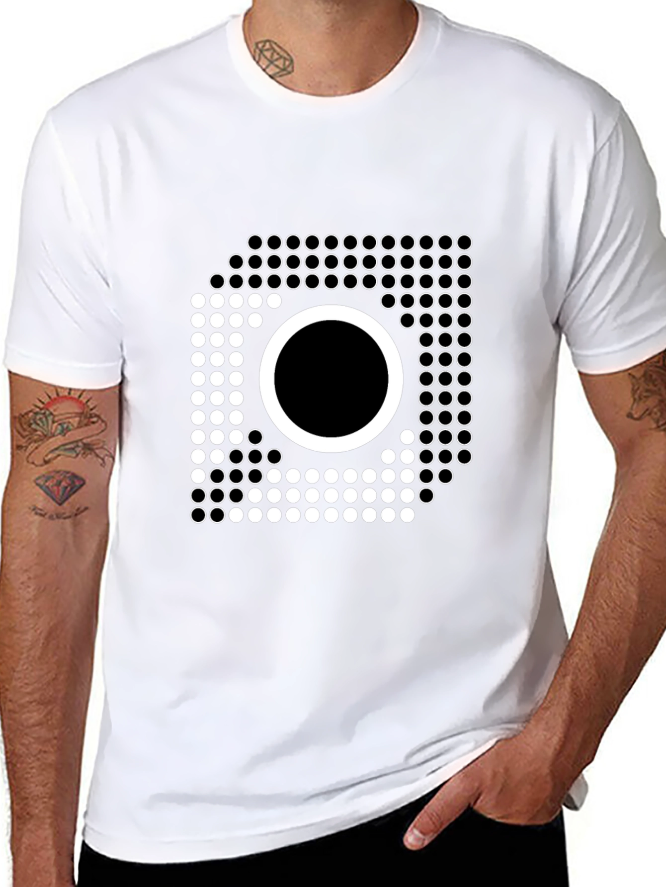Geometric Circle Graphic Tee - Modern Style Black T-Shirt