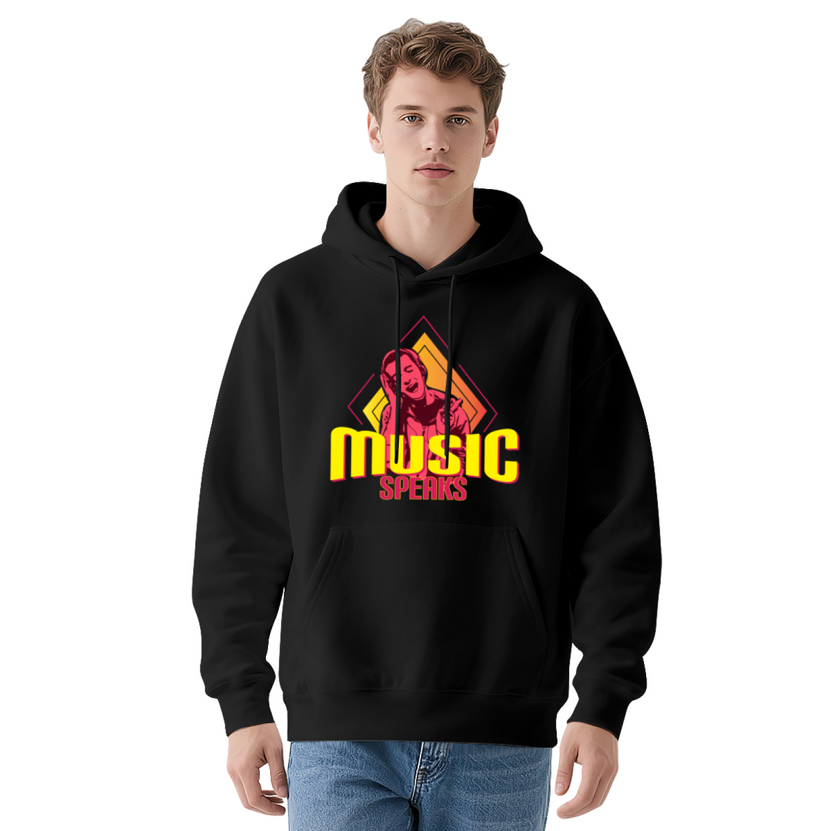 Retro Music Speaks Colorful Graphic Hoodie