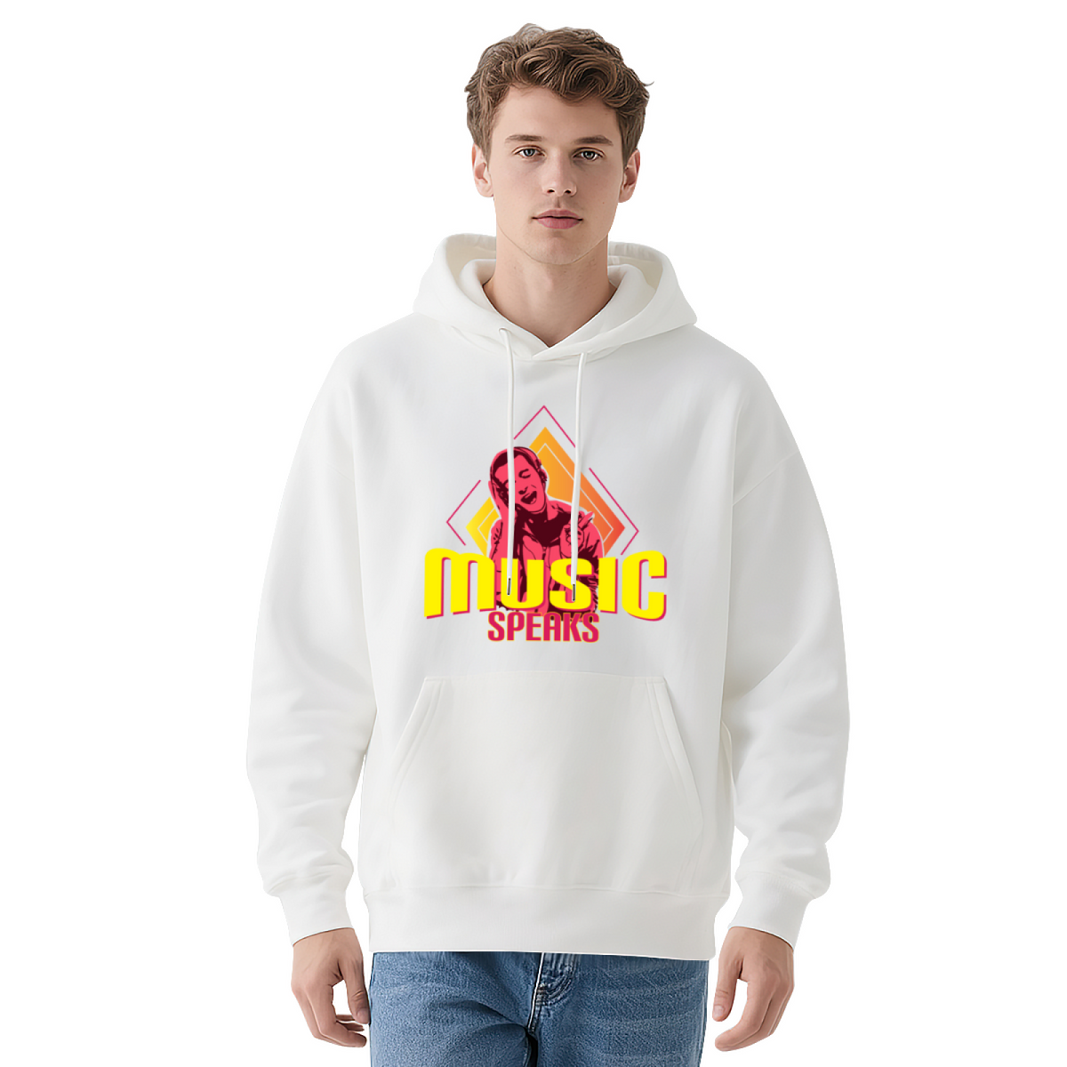 Retro Music Speaks Colorful Graphic Hoodie