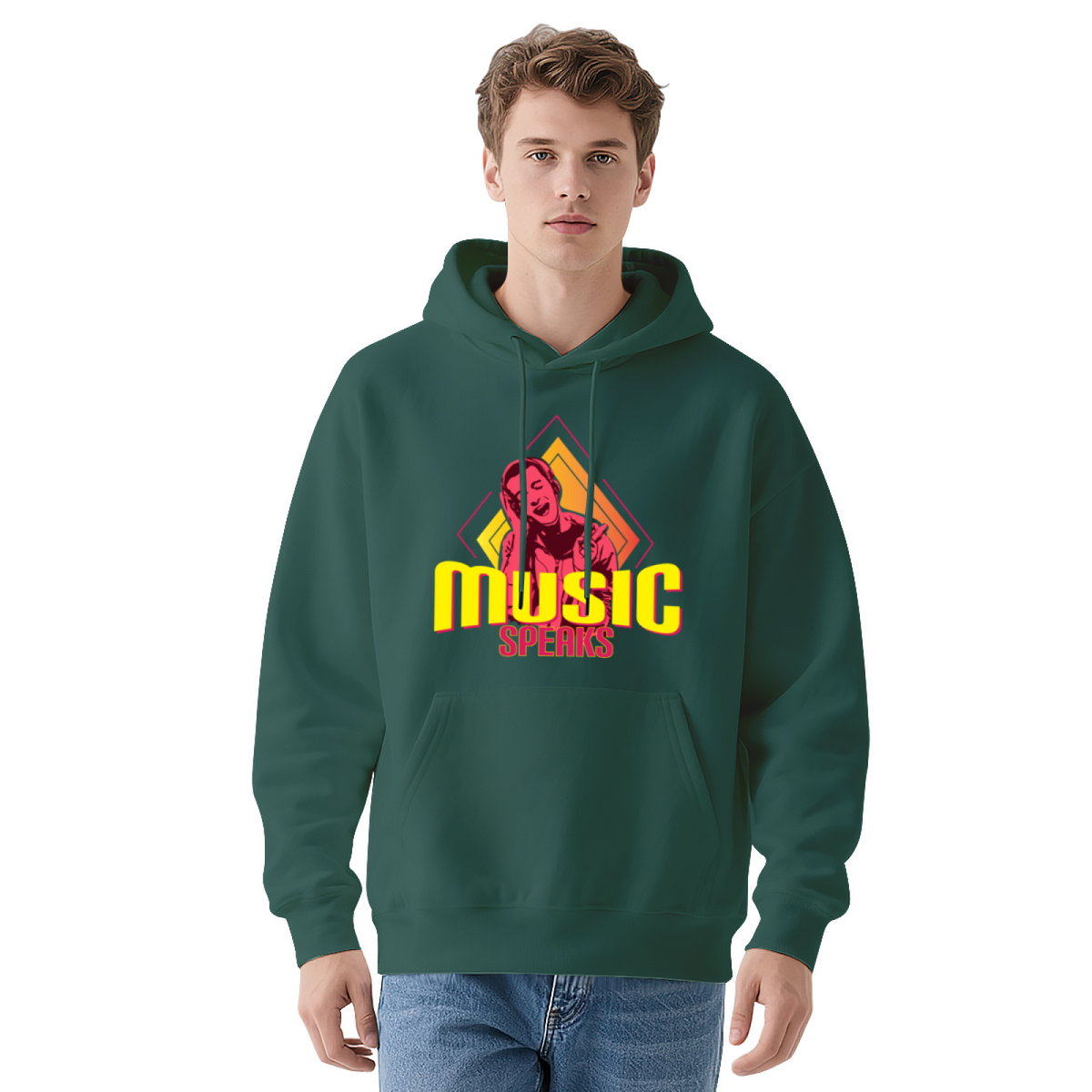 Retro Music Speaks Colorful Graphic Hoodie