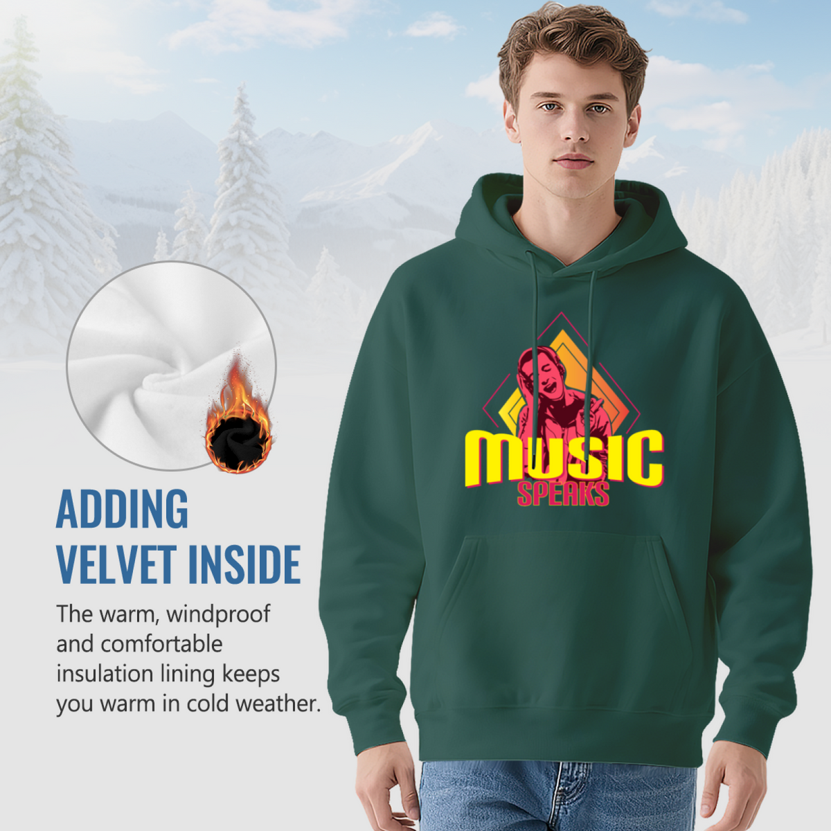 Retro Music Speaks Colorful Graphic Hoodie