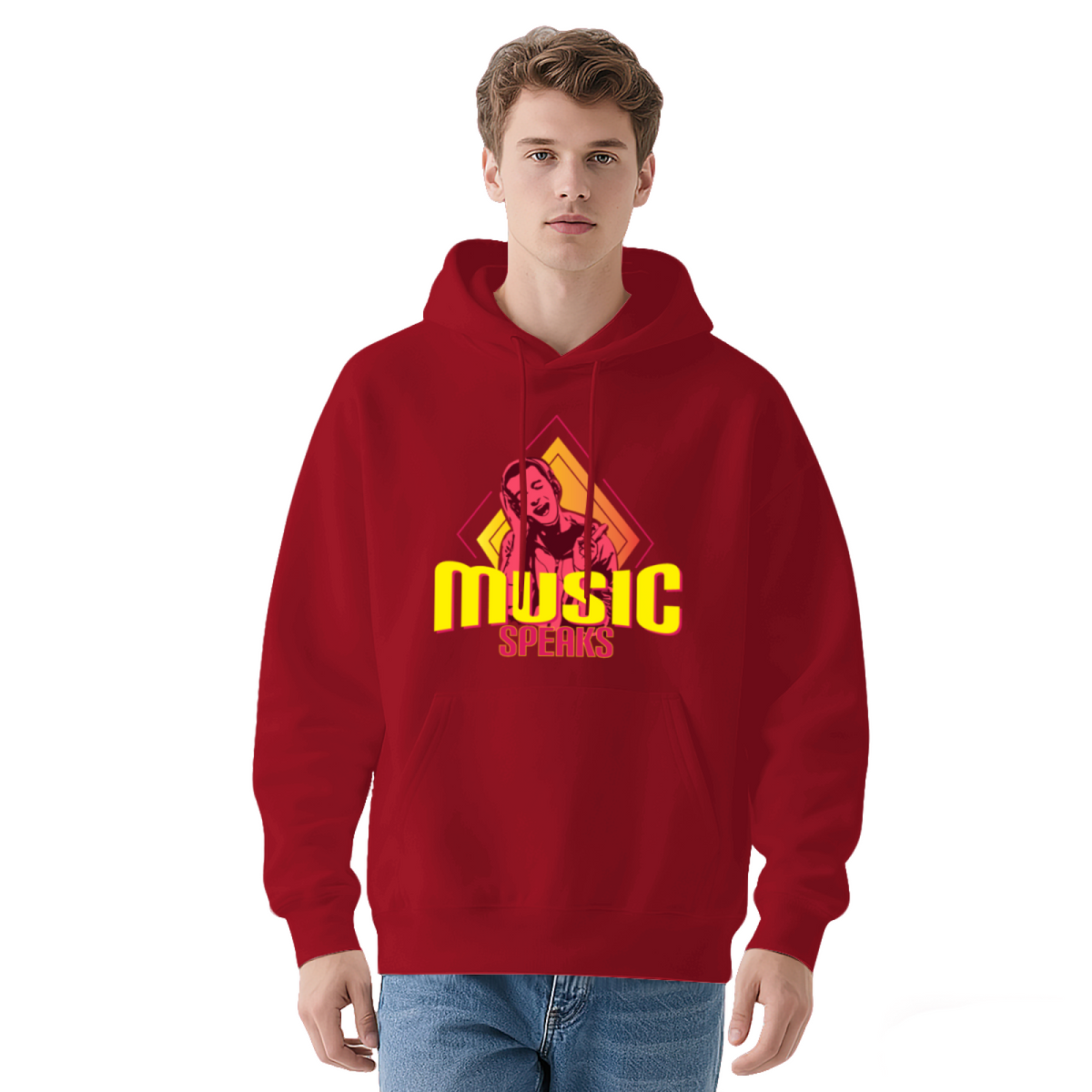 Retro Music Speaks Colorful Graphic Hoodie