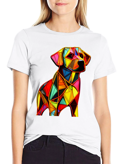 Geometric Dog Graphic Black T-Shirt