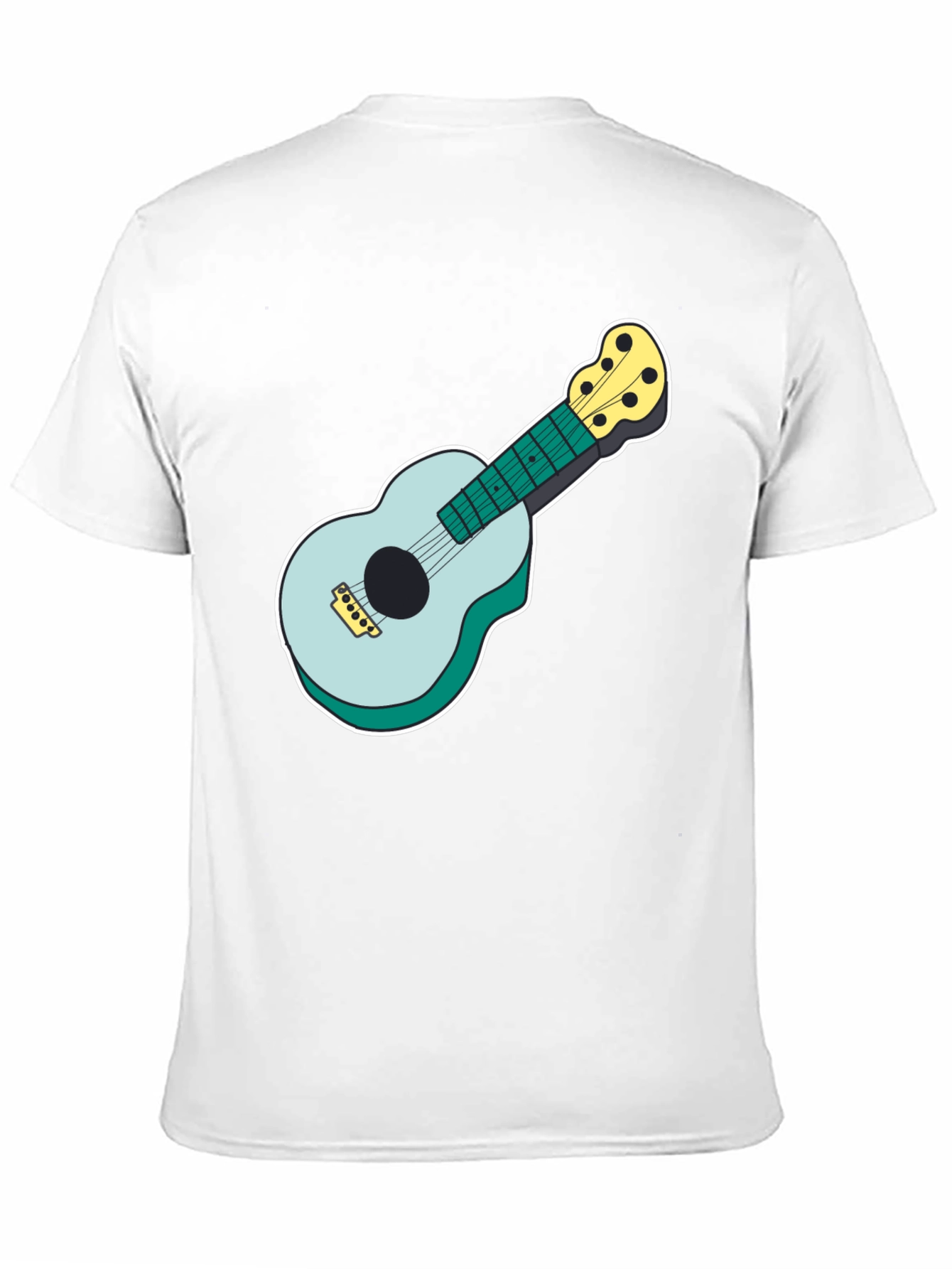 Ukulele Graphic Tee - Black Cotton Casual Shirt