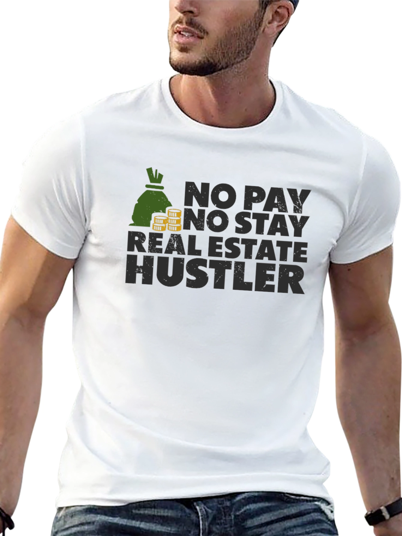 No Pay No Stay Real Estate Hustler Black T-Shirt