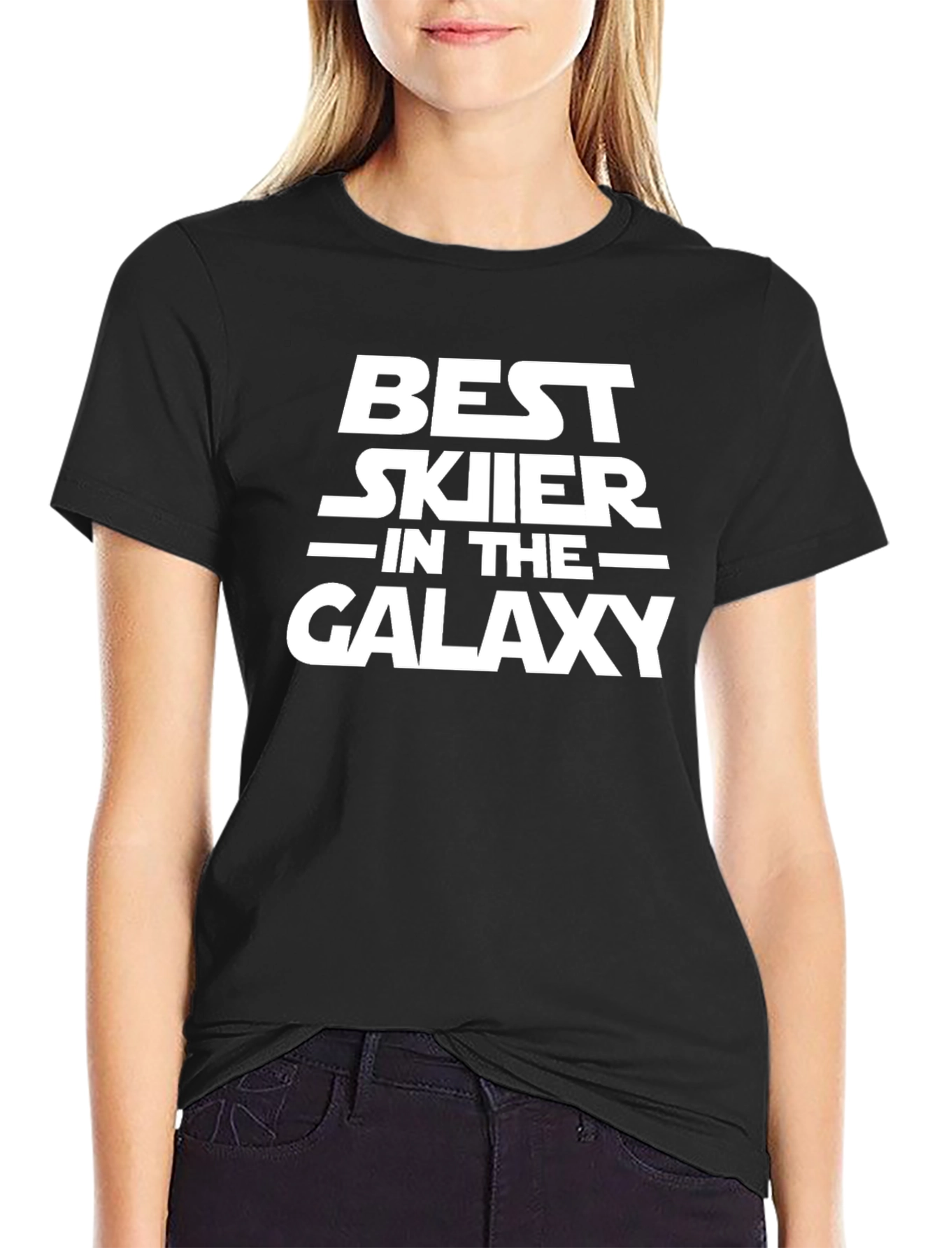 Best Skier in the Galaxy Black Graphic T-Shirt