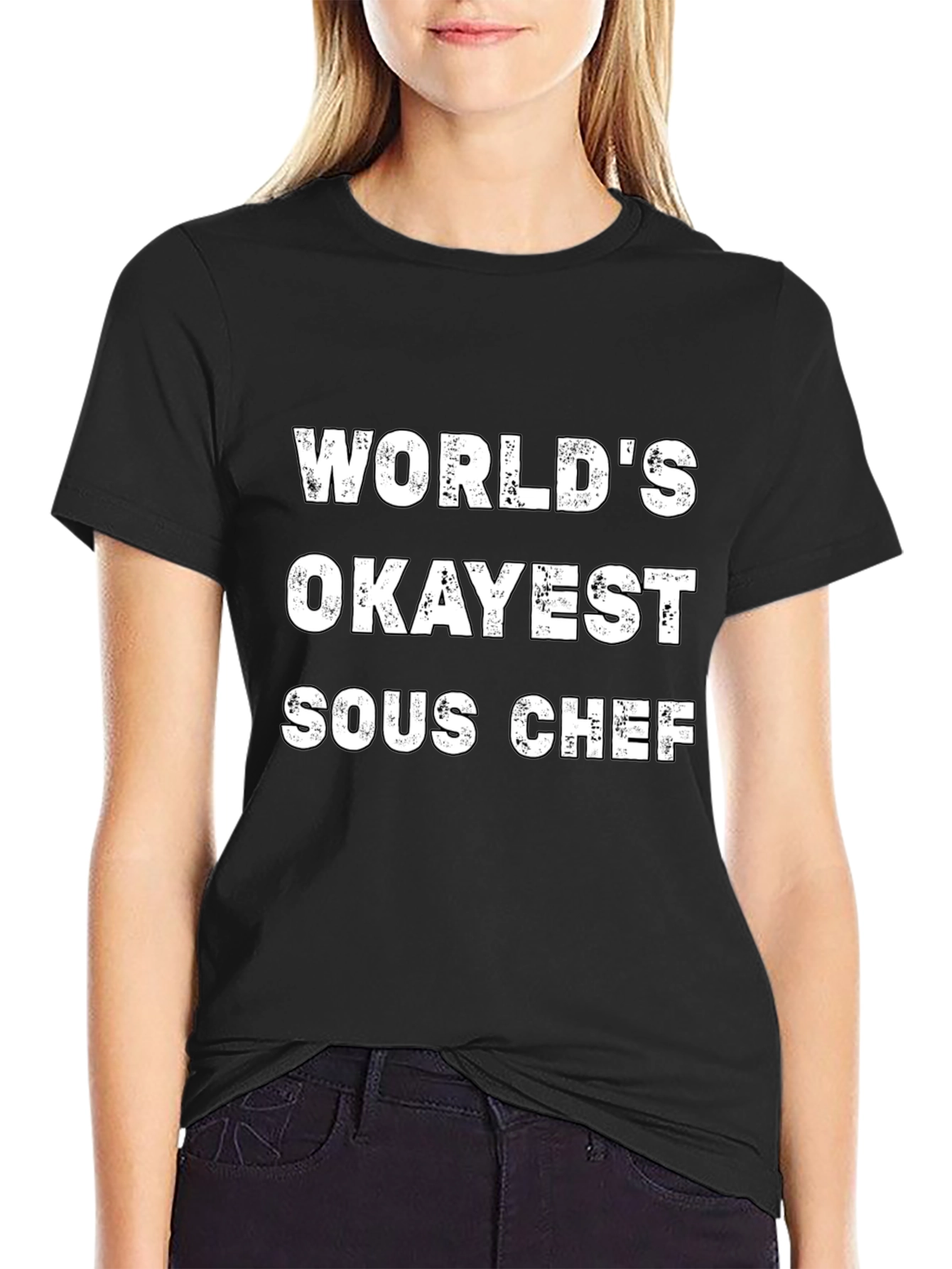 Worlds Okayest Sous Chef Black T-Shirt
