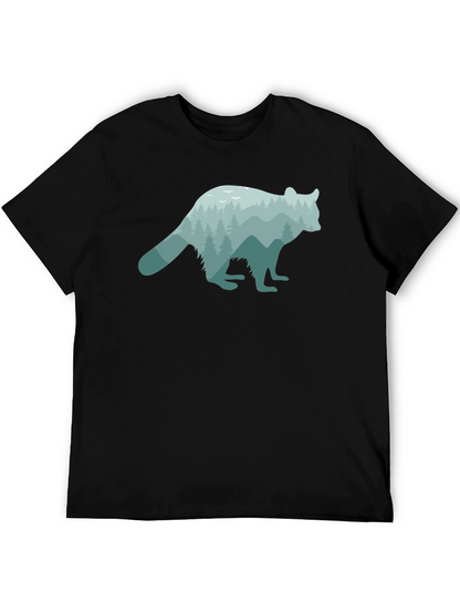 Nature Raccoon Graphic Tee - Soft Black Cotton T-Shirt