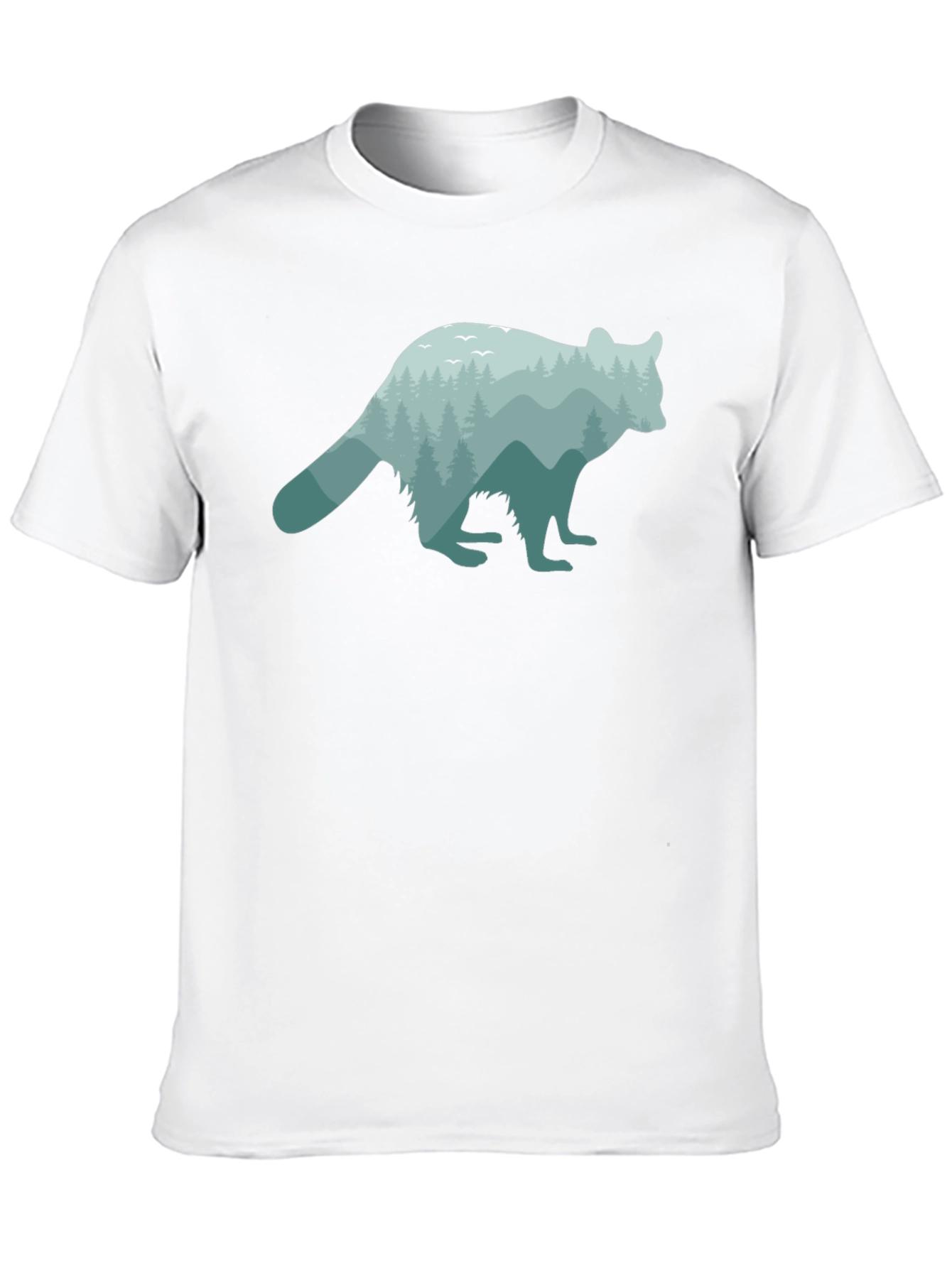 Nature Raccoon Graphic Tee - Soft Black Cotton T-Shirt