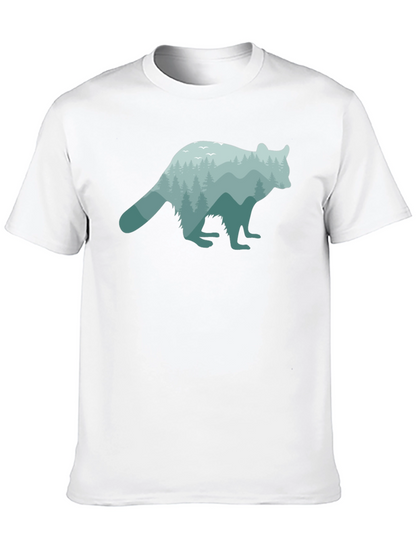 Nature Raccoon Graphic Tee - Soft Black Cotton T-Shirt