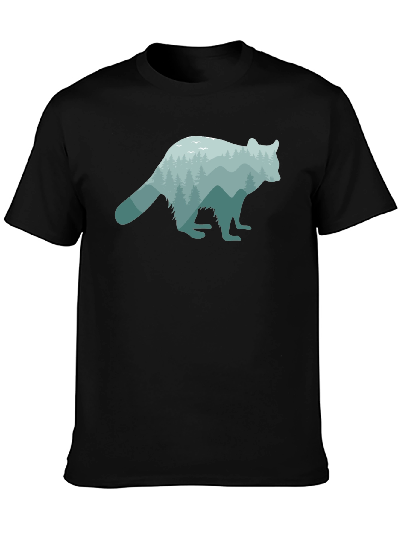 Nature Raccoon Graphic Tee - Soft Black Cotton T-Shirt