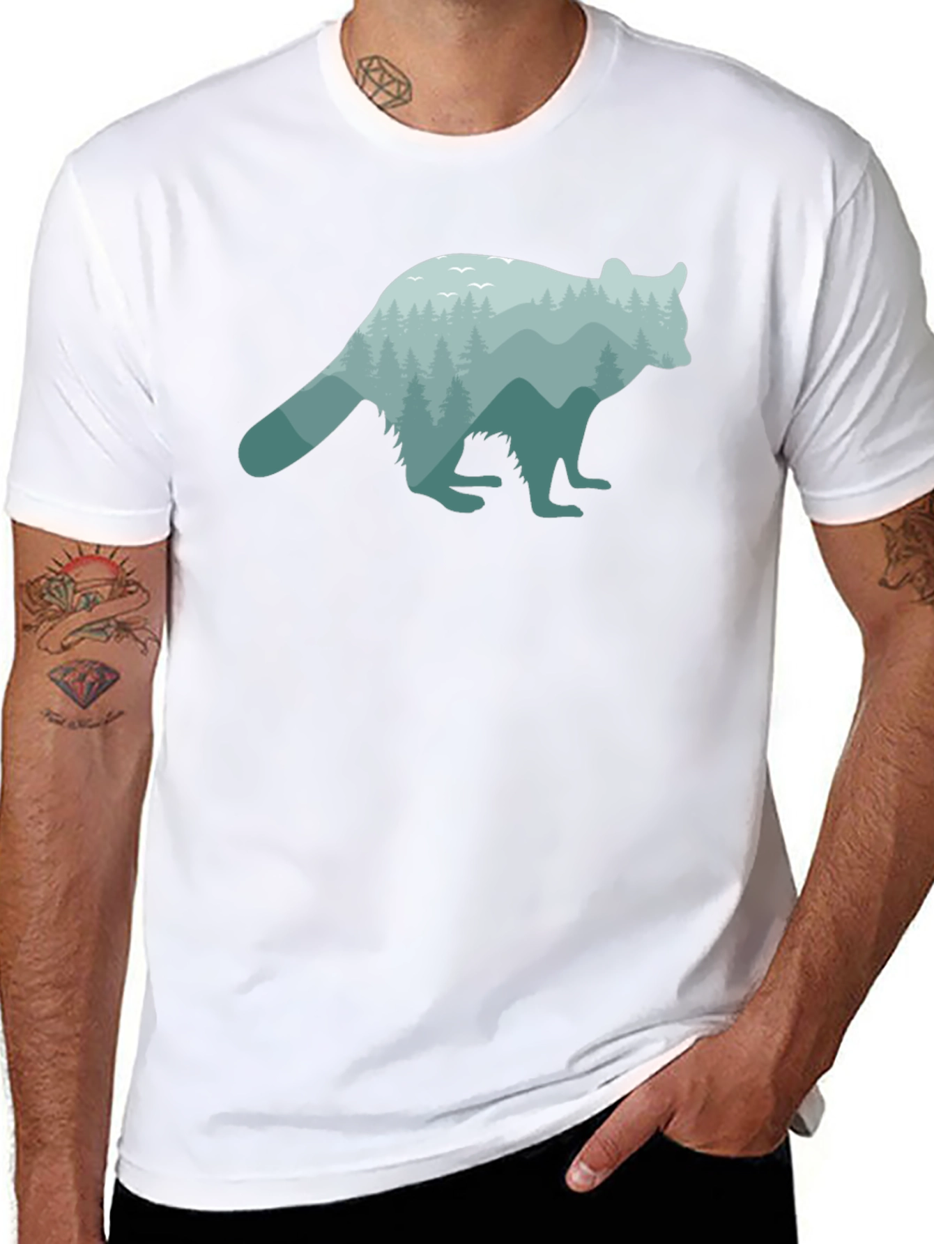 Nature Raccoon Graphic Tee - Soft Black Cotton T-Shirt