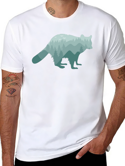 Nature Raccoon Graphic Tee - Soft Black Cotton T-Shirt