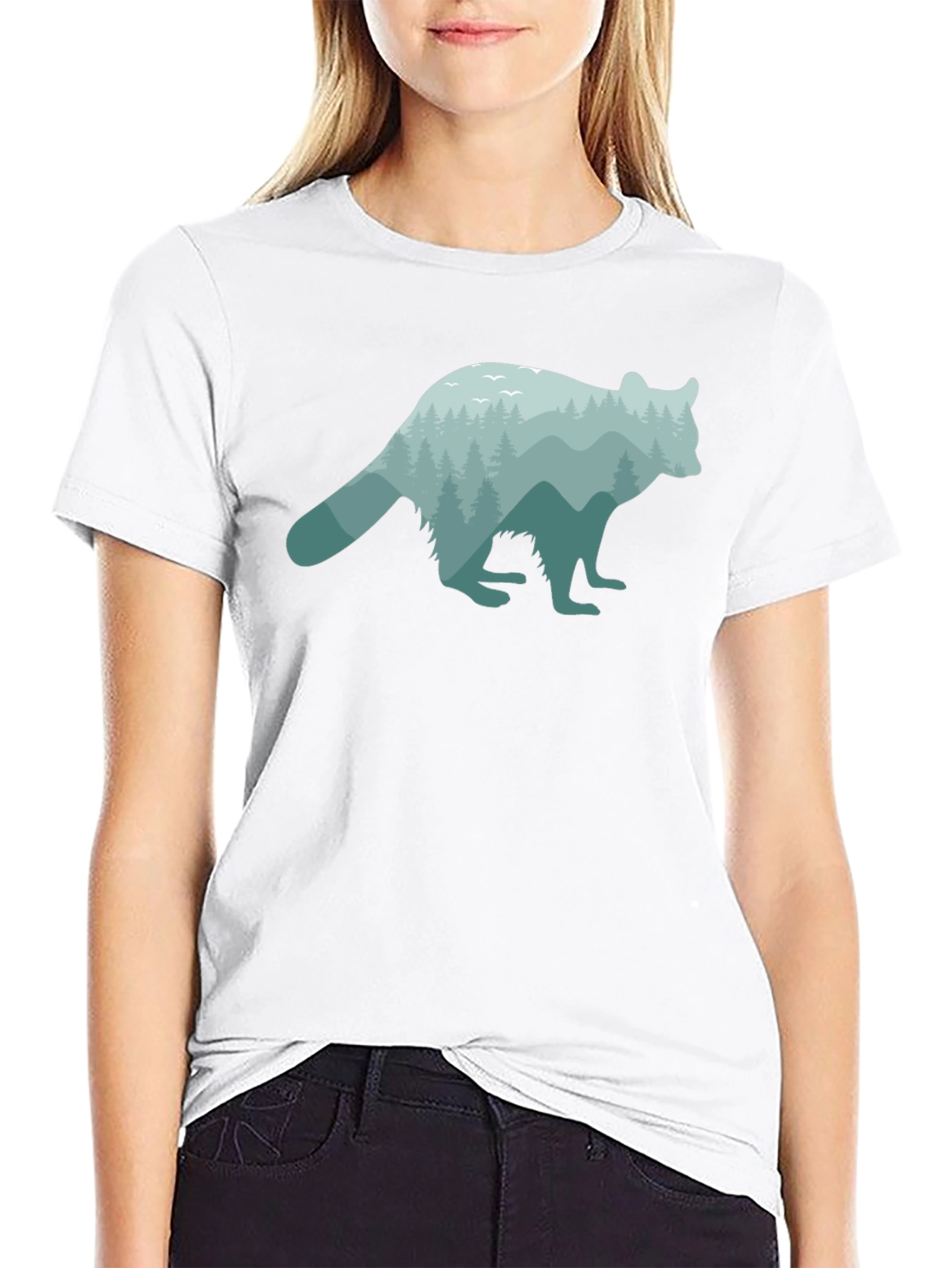 Nature Raccoon Graphic Tee - Soft Black Cotton T-Shirt