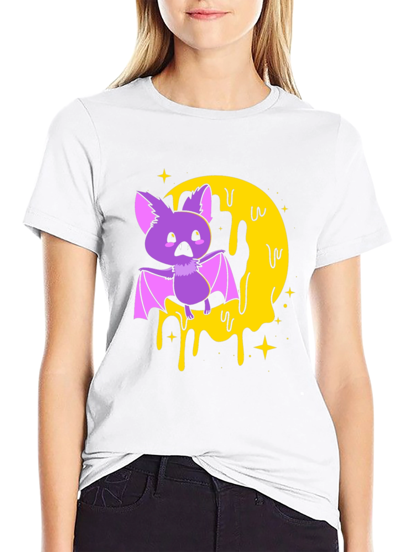 Spooky Bat Graphic Print T-Shirt