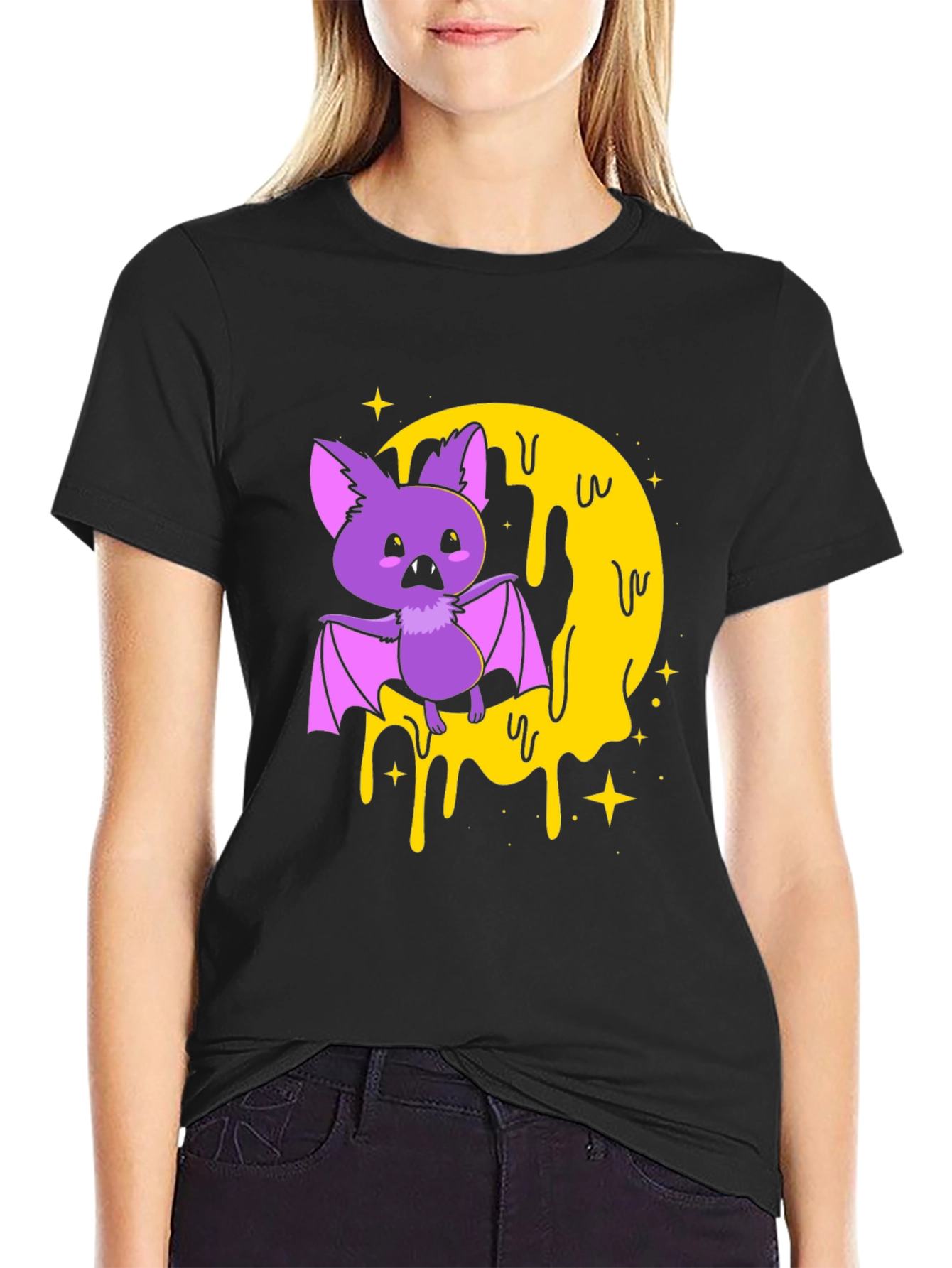 Spooky Bat Graphic Print T-Shirt