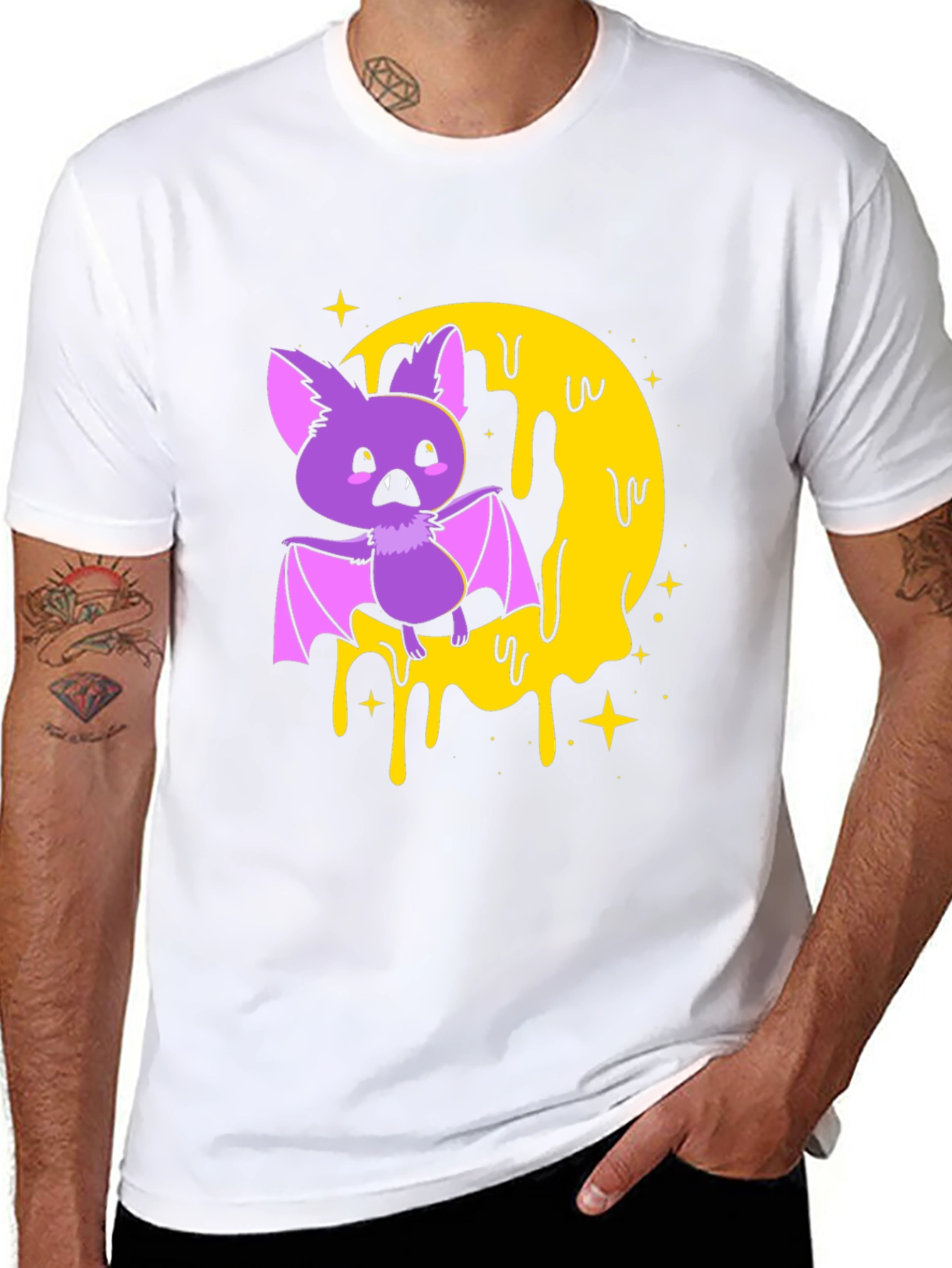 Spooky Bat Graphic Print T-Shirt