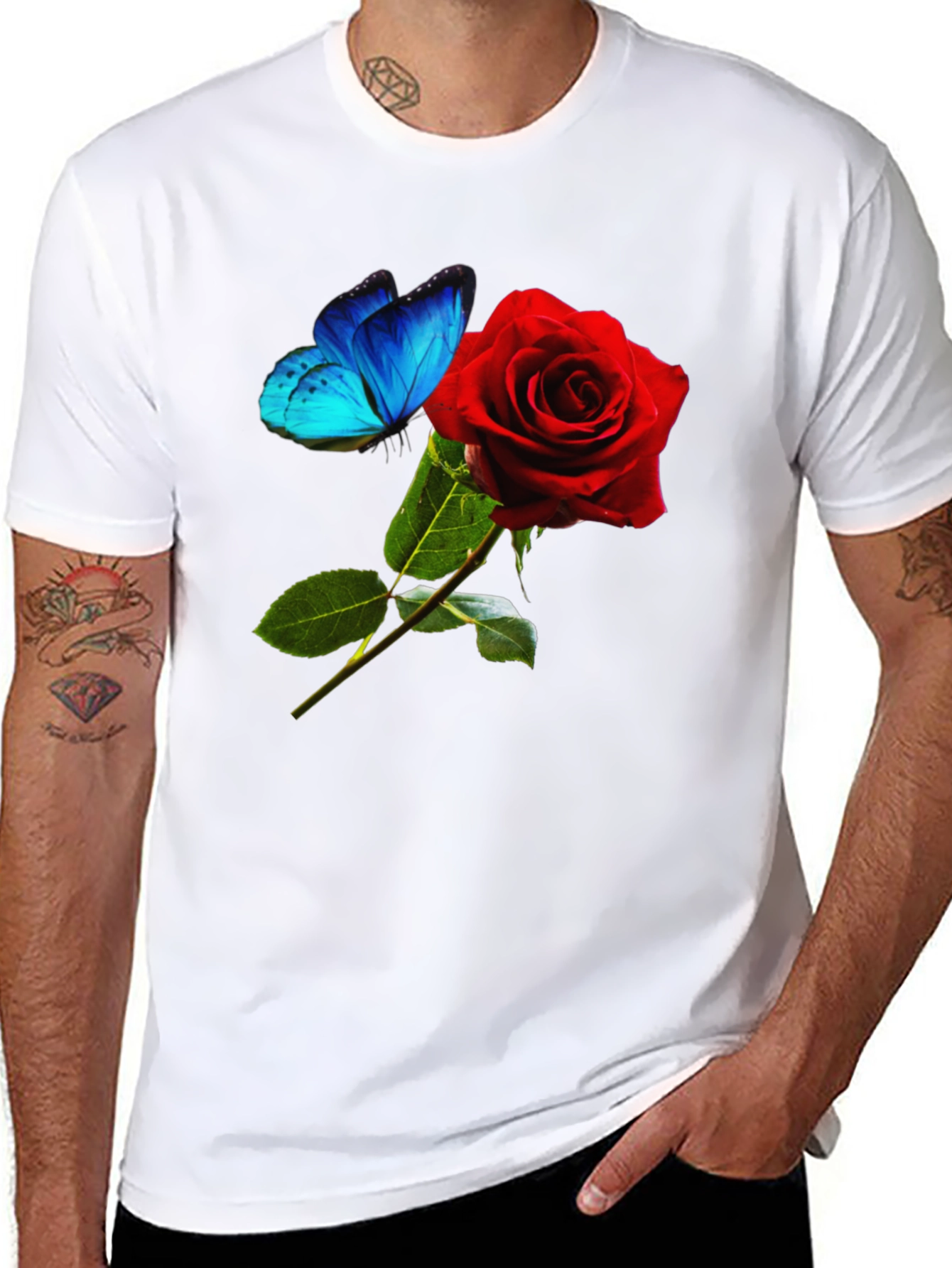 Rose & Butterfly Graphic T-Shirt