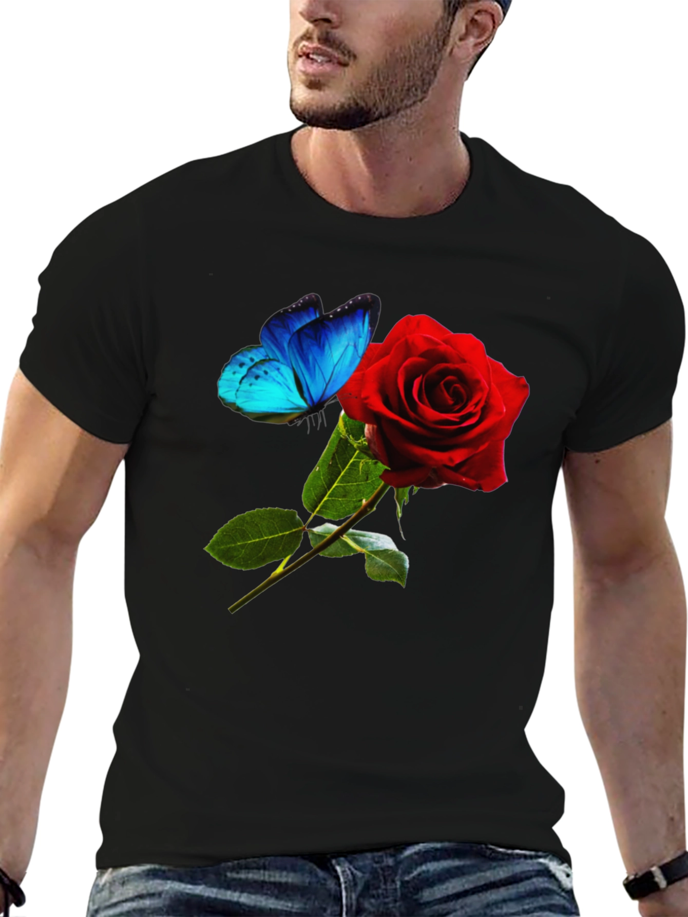Rose & Butterfly Graphic T-Shirt