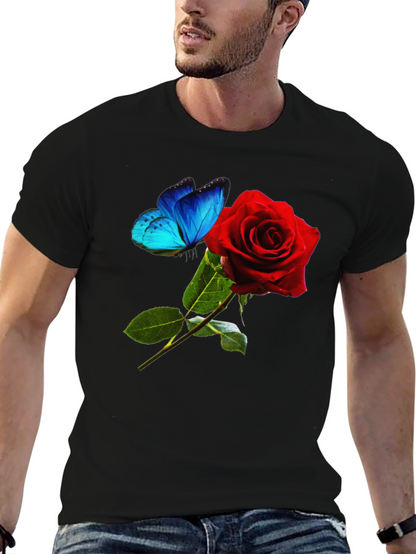 Rose & Butterfly Graphic T-Shirt