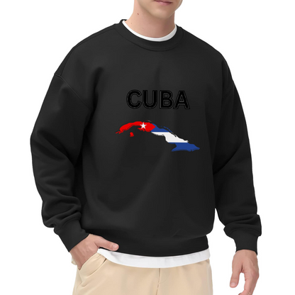 Cuba Map Flag Crewneck Sweatshirt - Cuban Heritage Travel Pride Pullover