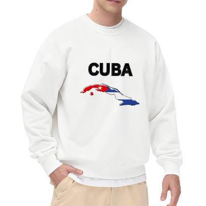 Cuba Map Flag Crewneck Sweatshirt - Cuban Heritage Travel Pride Pullover