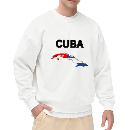 Cuba Map Flag Crewneck Sweatshirt - Cuban Heritage Travel Pride Pullover