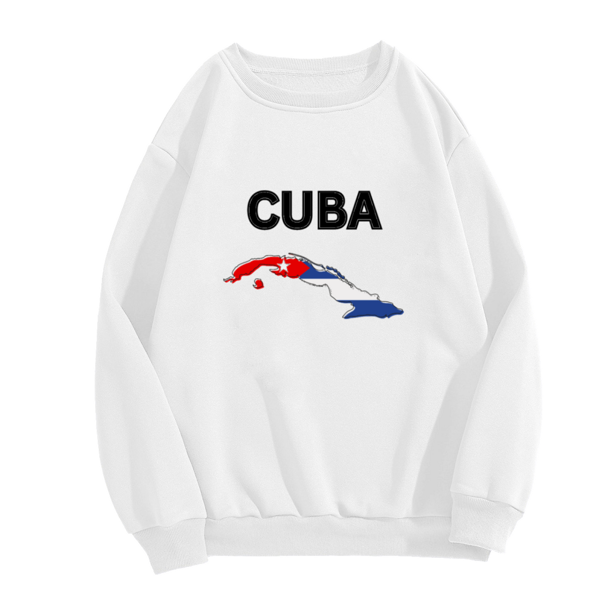 Cuba Map Flag Crewneck Sweatshirt - Cuban Heritage Travel Pride Pullover