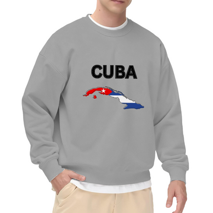 Cuba Map Flag Crewneck Sweatshirt - Cuban Heritage Travel Pride Pullover