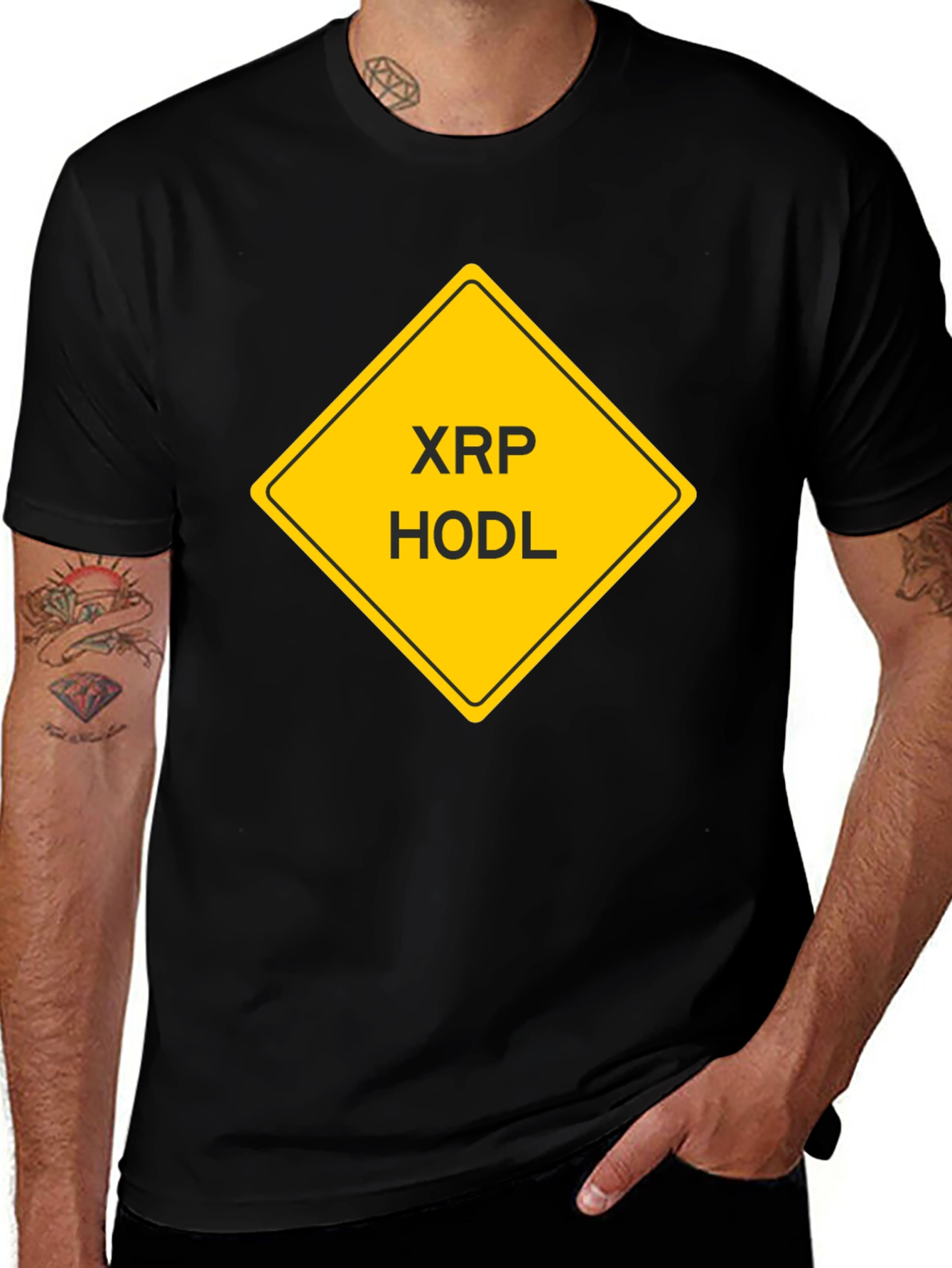 XRP HODL Crypto T-Shirt - Black Cotton Tee