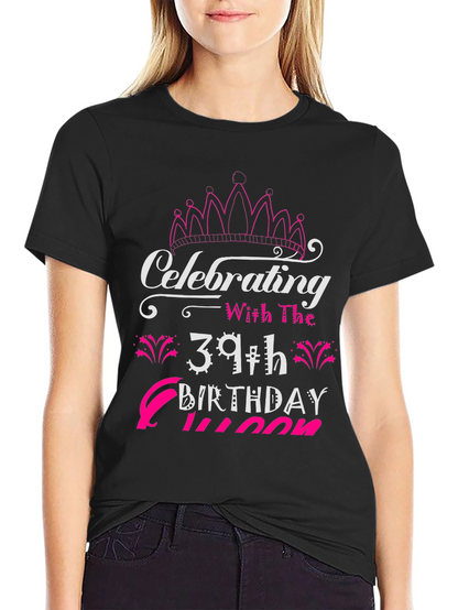 39th Birthday Queen Black T-Shirt