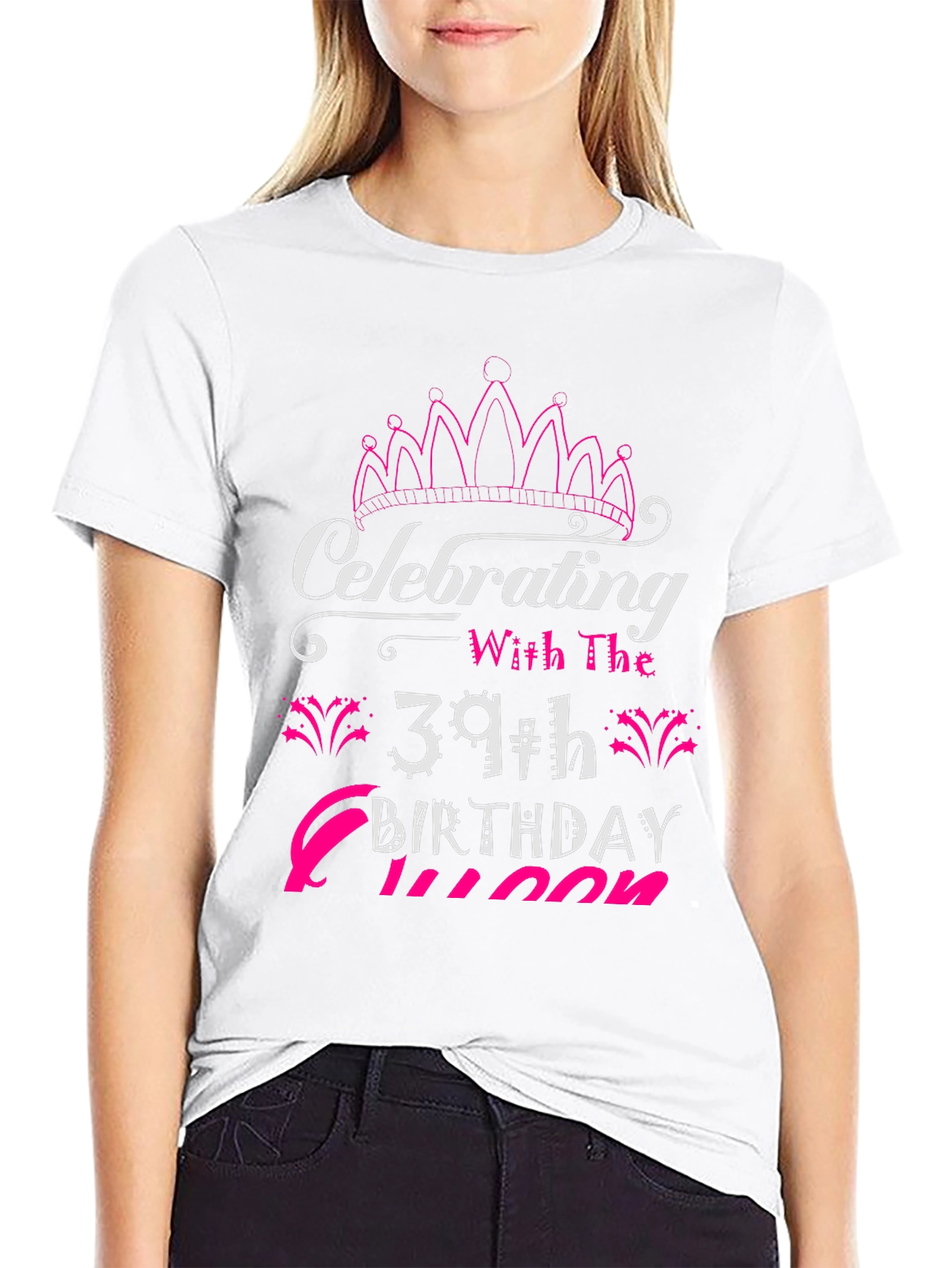 39th Birthday Queen Black T-Shirt