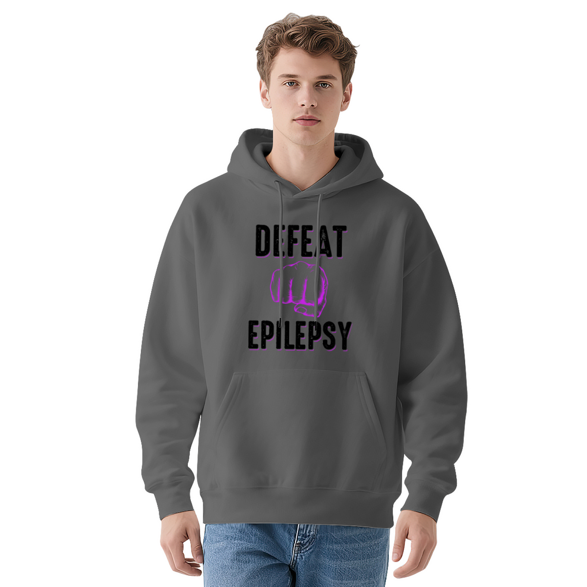 Defeat Epilepsy Awareness Hoodie Purple Fist