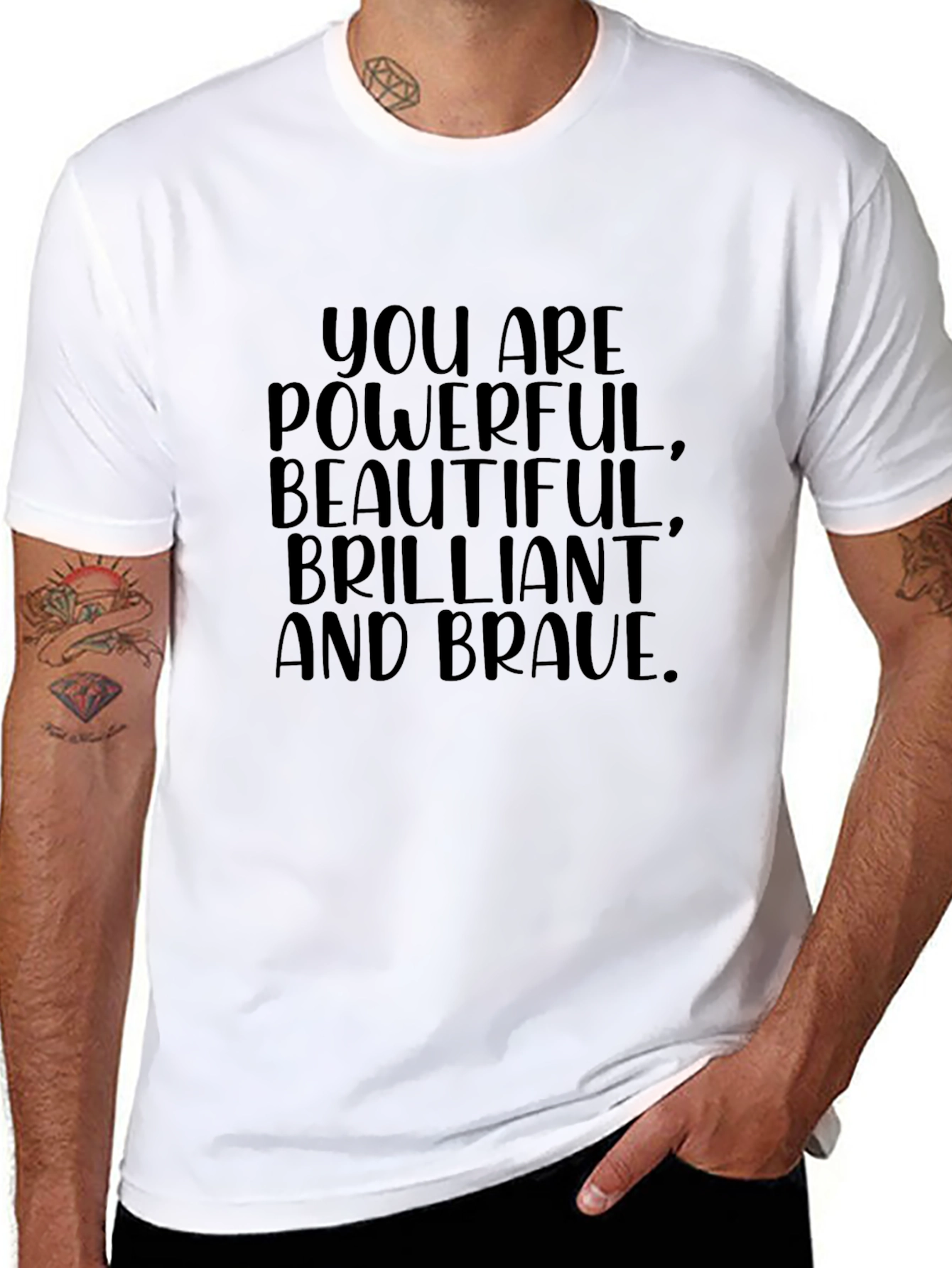Empowering Womens Black T-Shirt: Powerful Brilliant Brave
