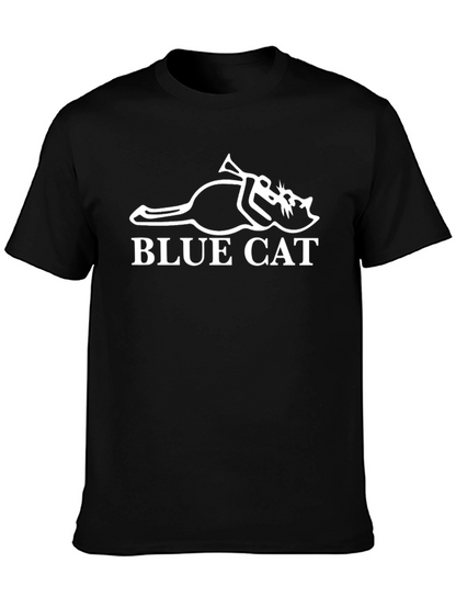 Blue Cat Trumpet T-Shirt - Novelty Music Tee