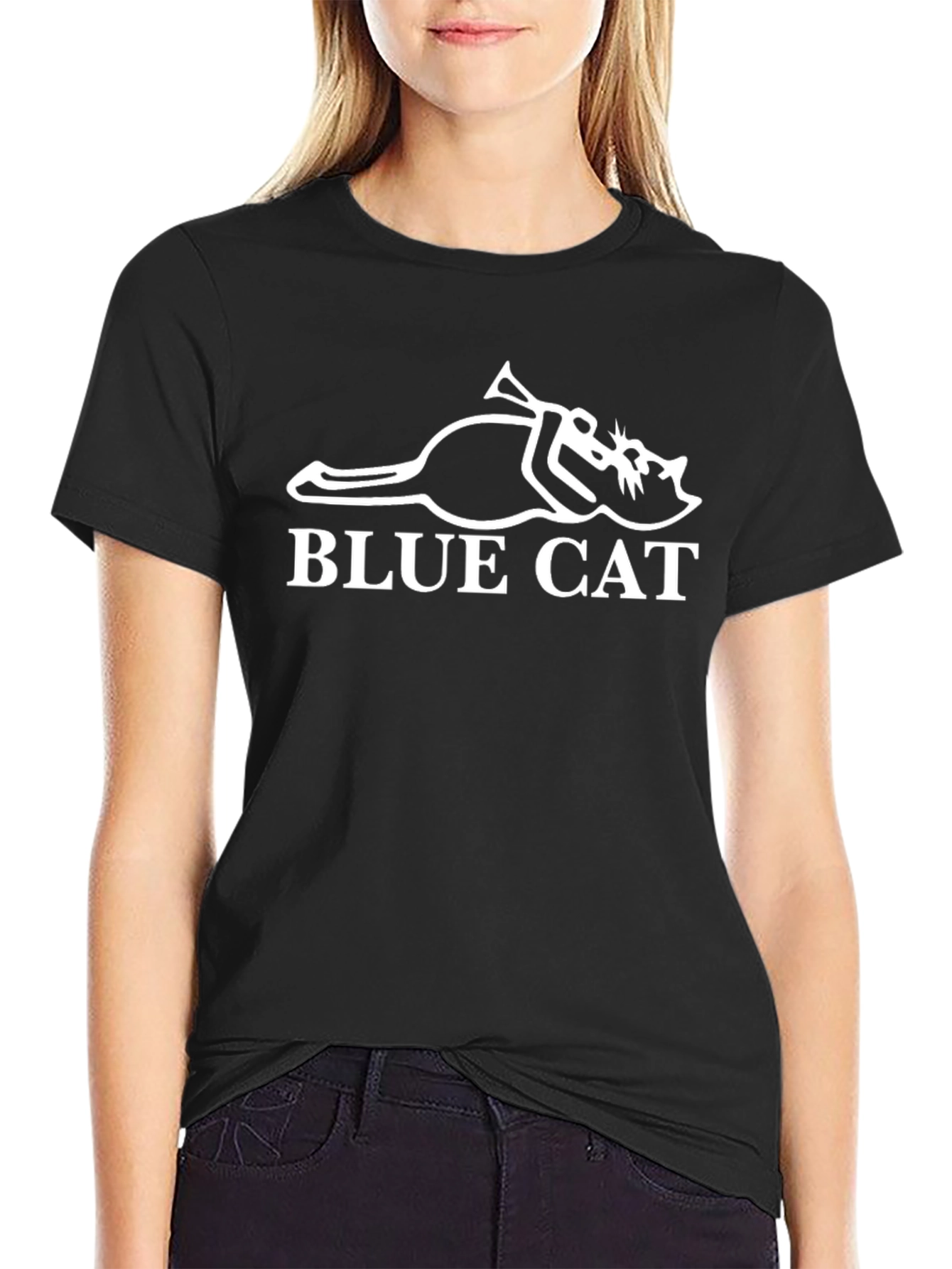 Blue Cat Trumpet T-Shirt - Novelty Music Tee