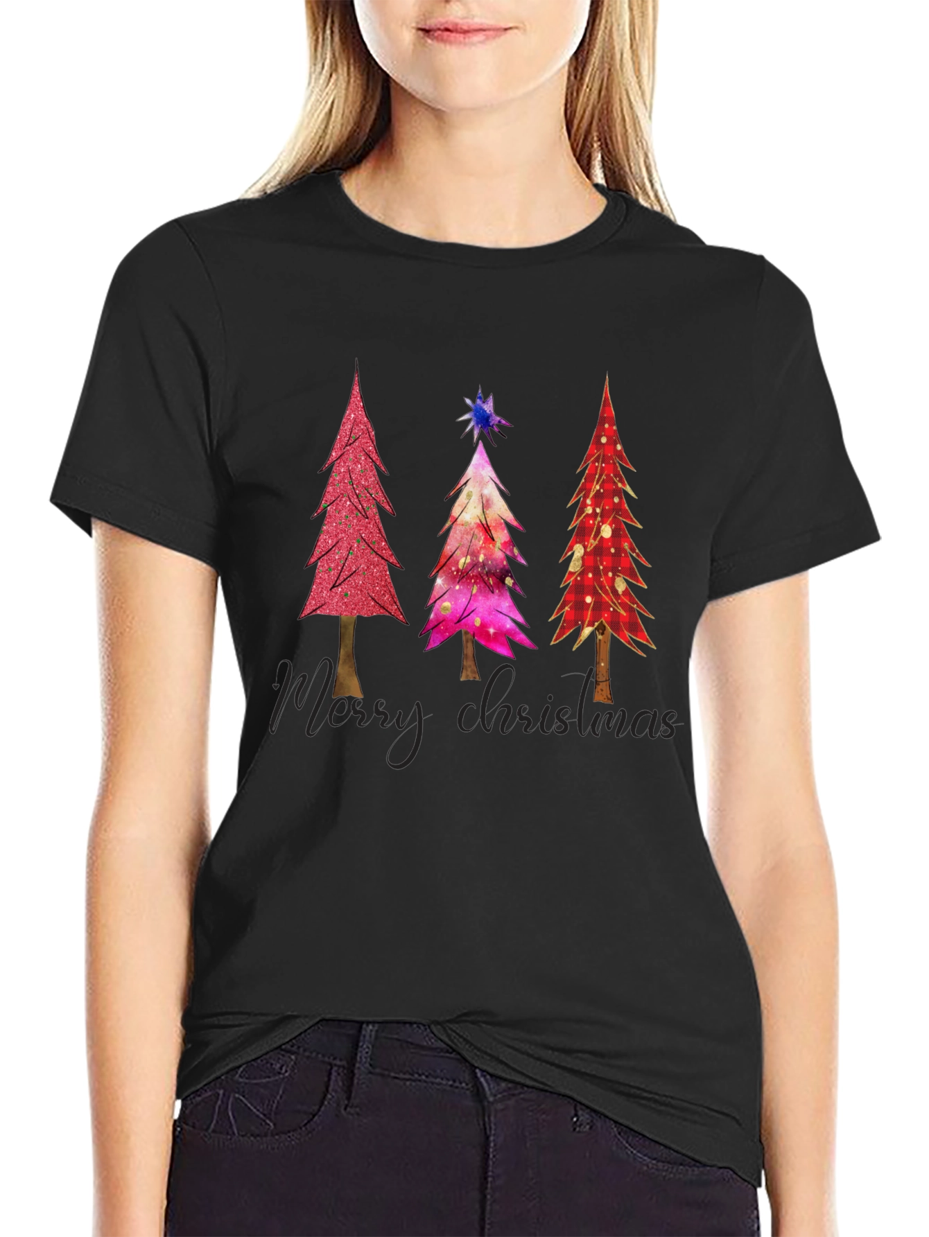 Christmas Tree Graphic Tee - Holiday Festive Shirt