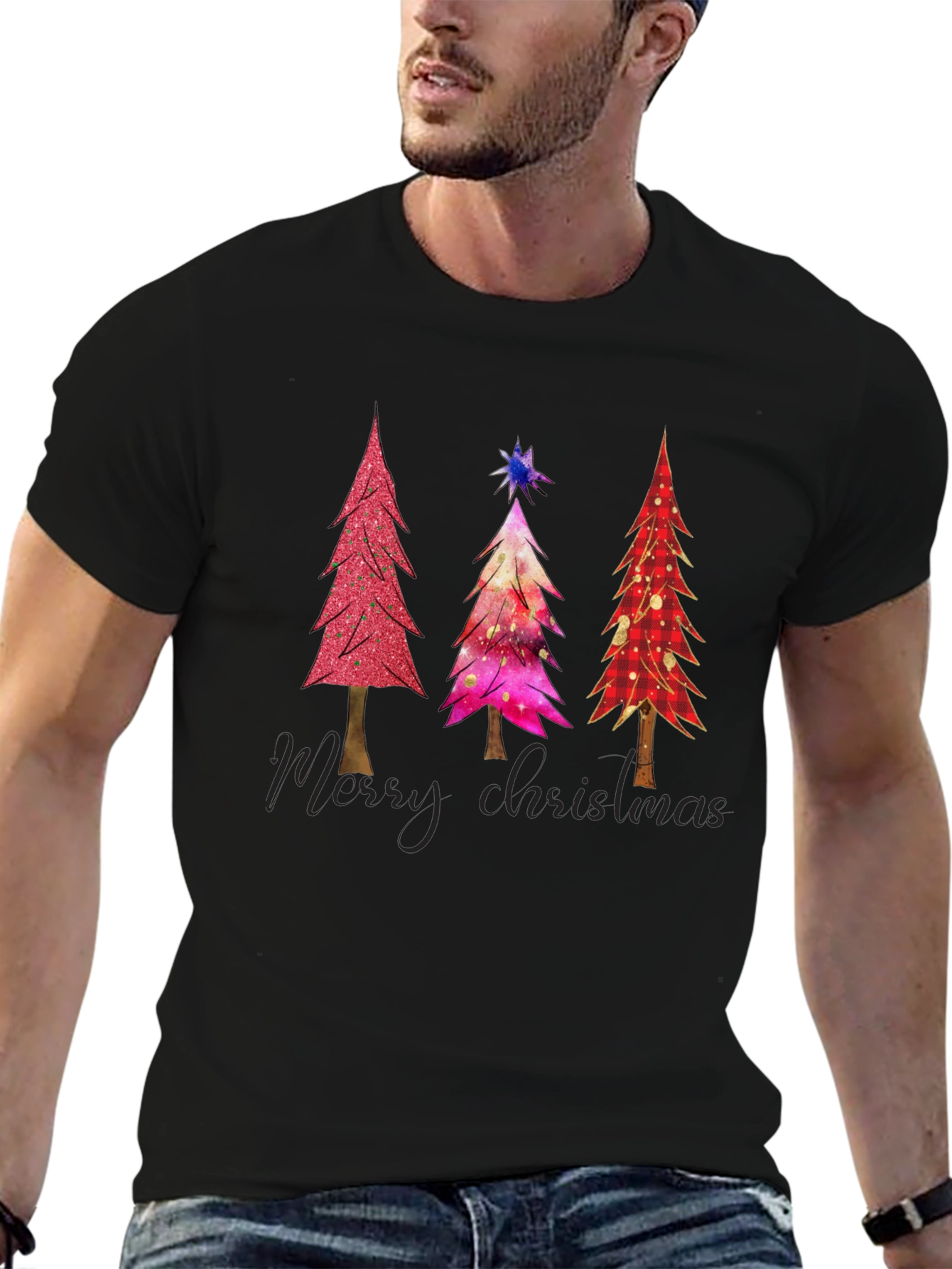 Christmas Tree Graphic Tee - Holiday Festive Shirt