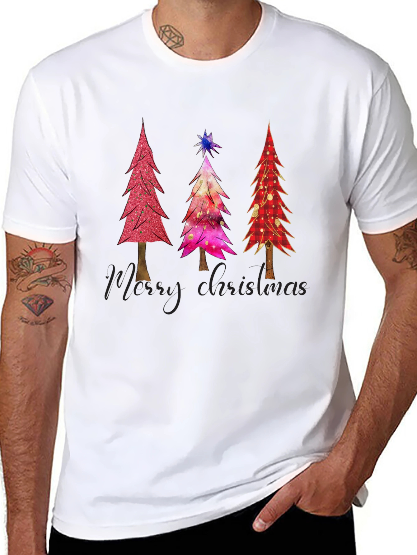 Christmas Tree Graphic Tee - Holiday Festive Shirt