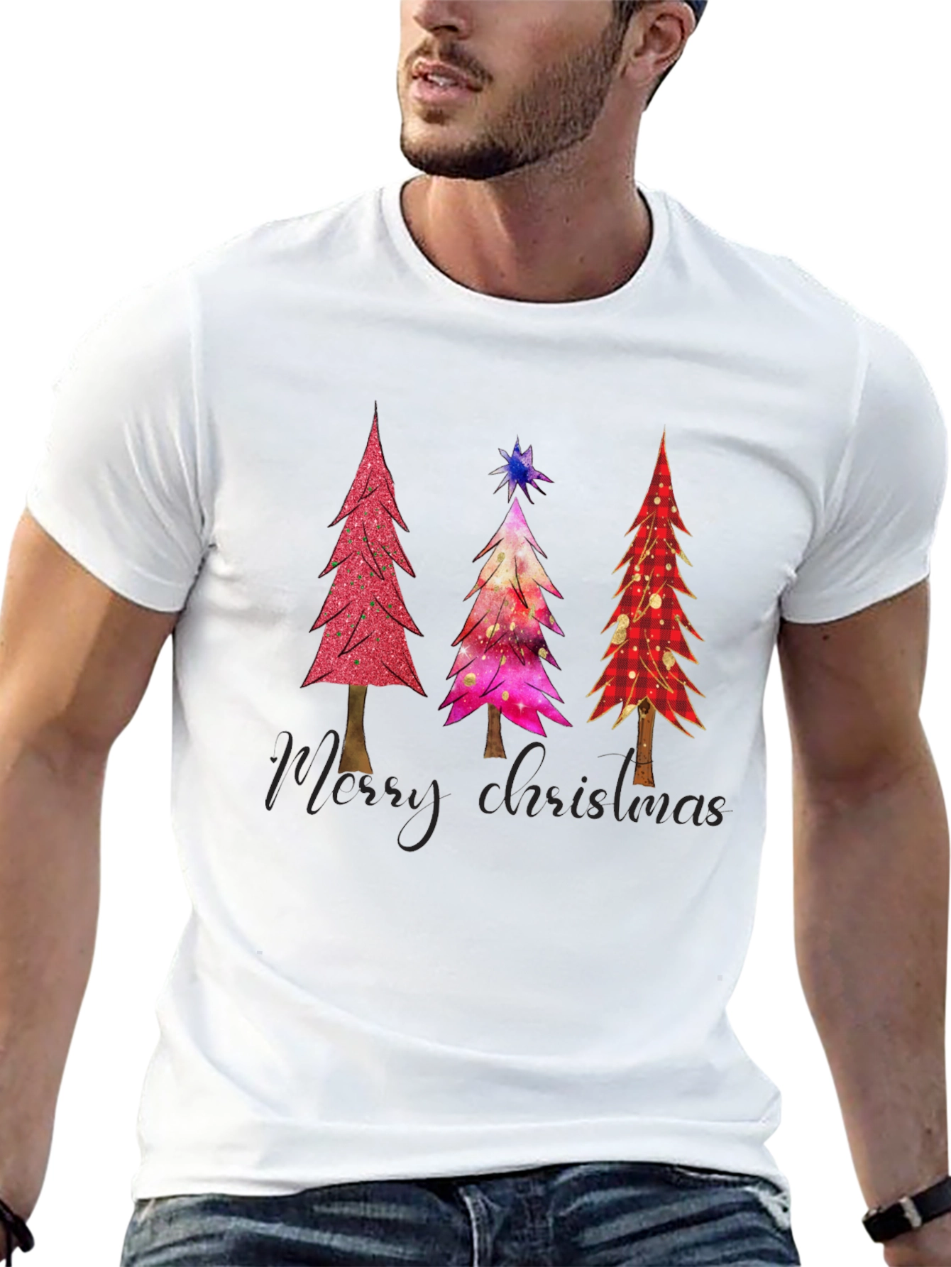 Christmas Tree Graphic Tee - Holiday Festive Shirt