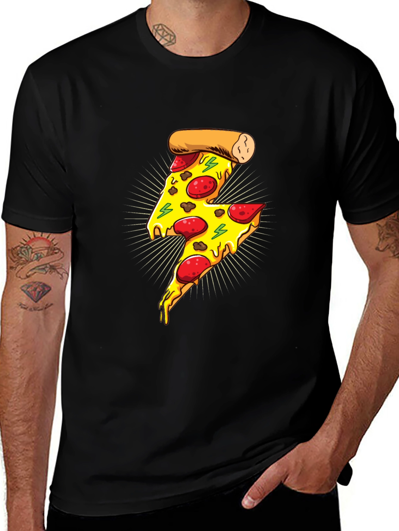 Pizza Lightning Bolt Graphic T-Shirt - Unisex
